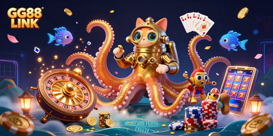 Spin to win with GG88 LINK in this vibrant 3D casino scene filled with excitement.