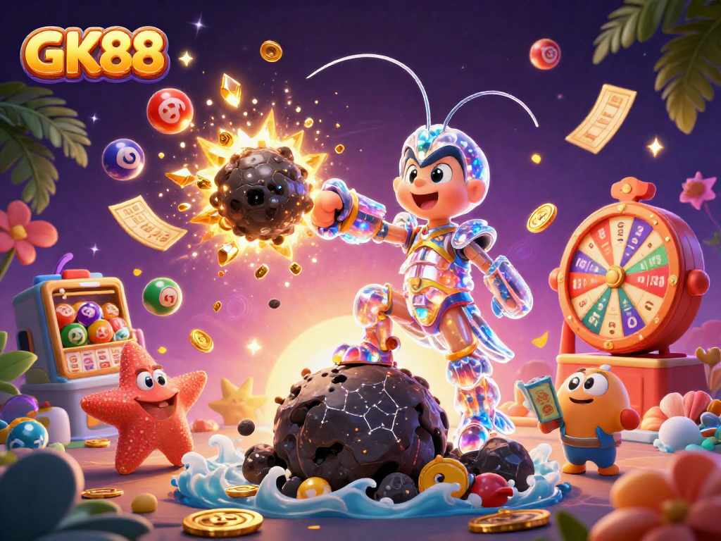 Experience GK88's vibrant gaming scene with galactic elements and engaging casino themes.