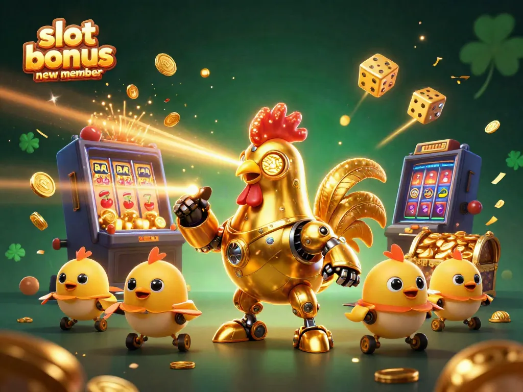Spin to win with the slot bonus new member as energetic characters engage in thrilling casino action.