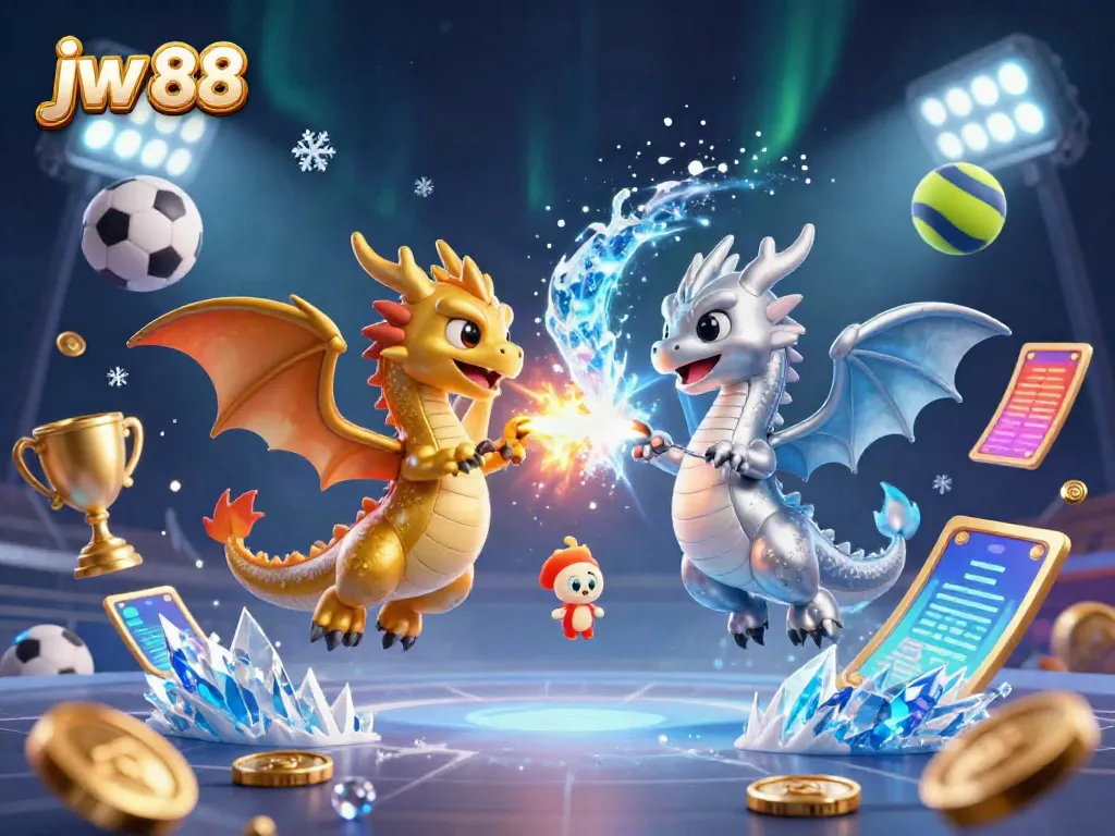 Experience thrilling action with jw 88 as golden and silver dragons battle in a dynamic 3D casino environment