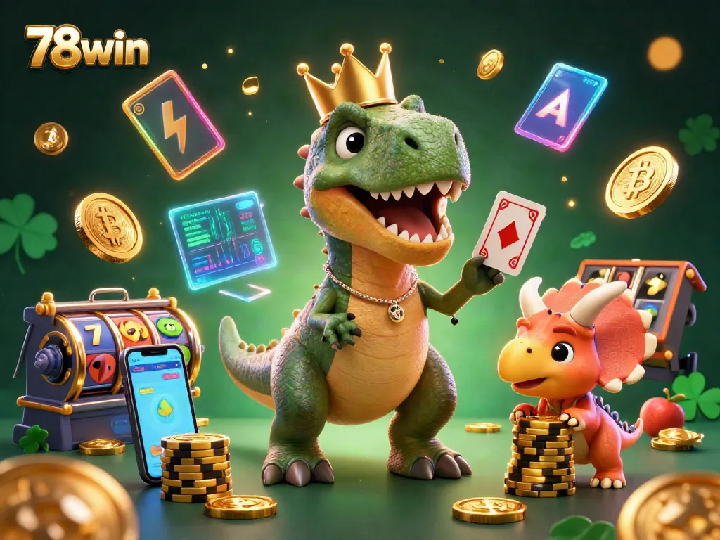 Experience the thrill of 78win casino gaming with vibrant characters playing cards and stacking chips.