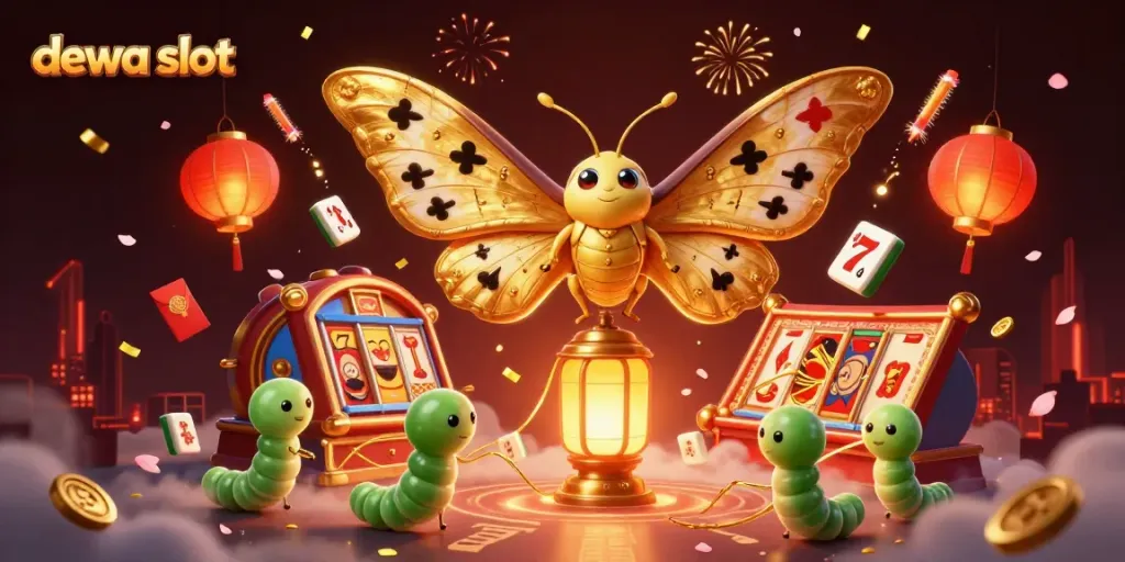 Engage with dewa slot action through a vibrant 3D digital illustration of an enchanting casino scene.