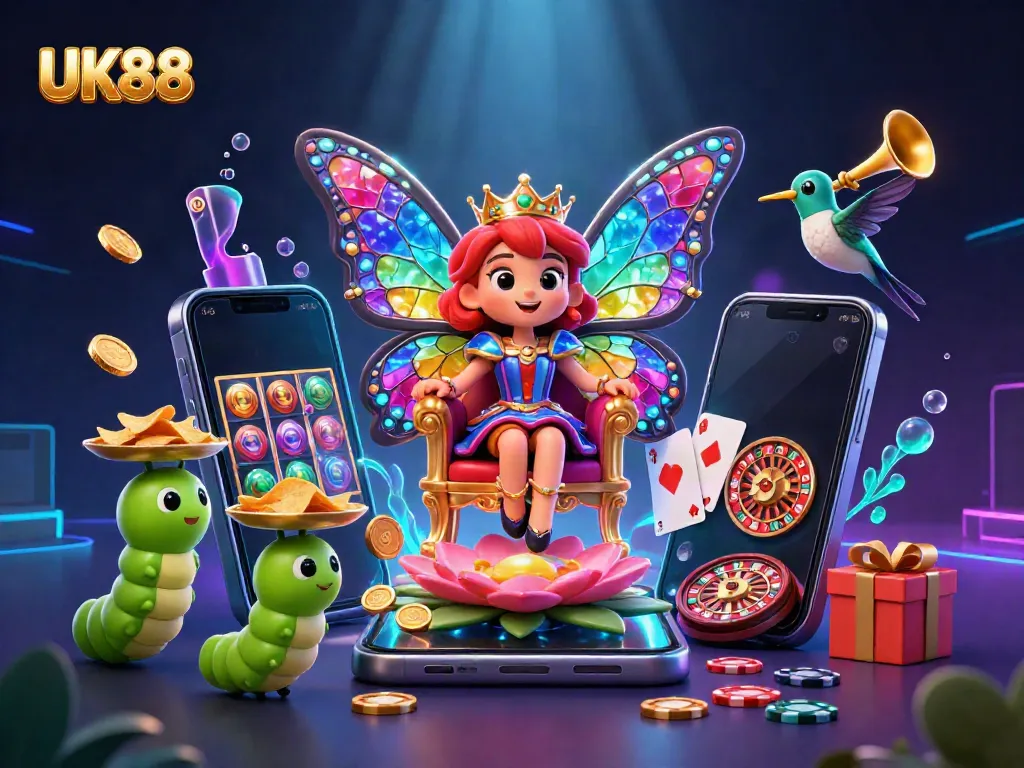 Experience thrilling gameplay at UK88 with a vibrant, engaging casino scene featuring games and rewards.