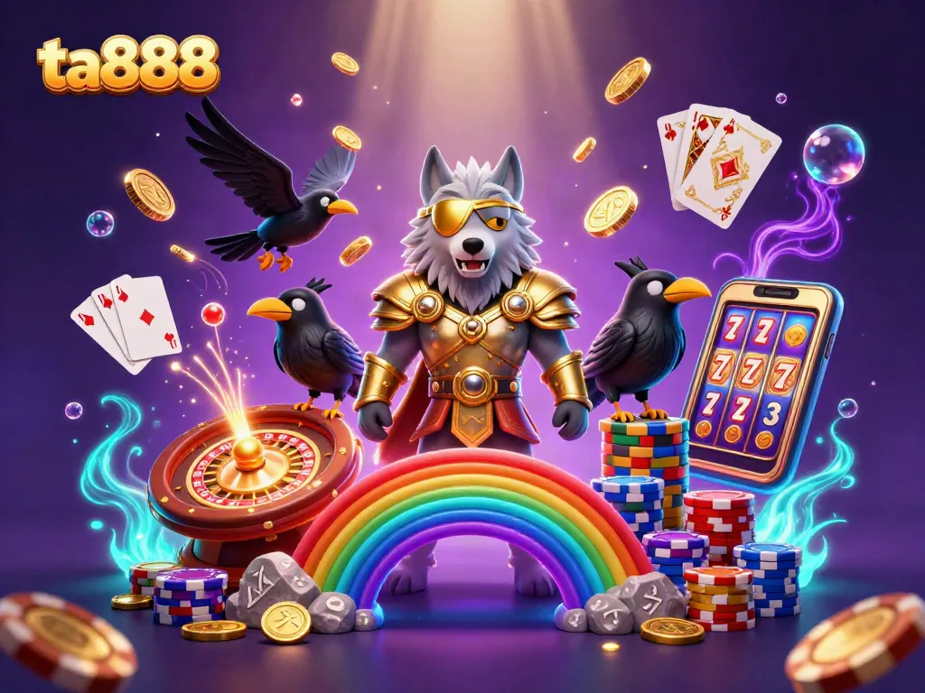 Experience thrilling casino action with ta888, featuring Odin and his ravens in a magical gambling realm.