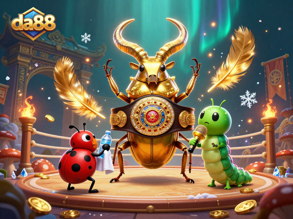 Engage with da88's thrilling casino vibe featuring a vibrant boxing scene with unique insect characters.