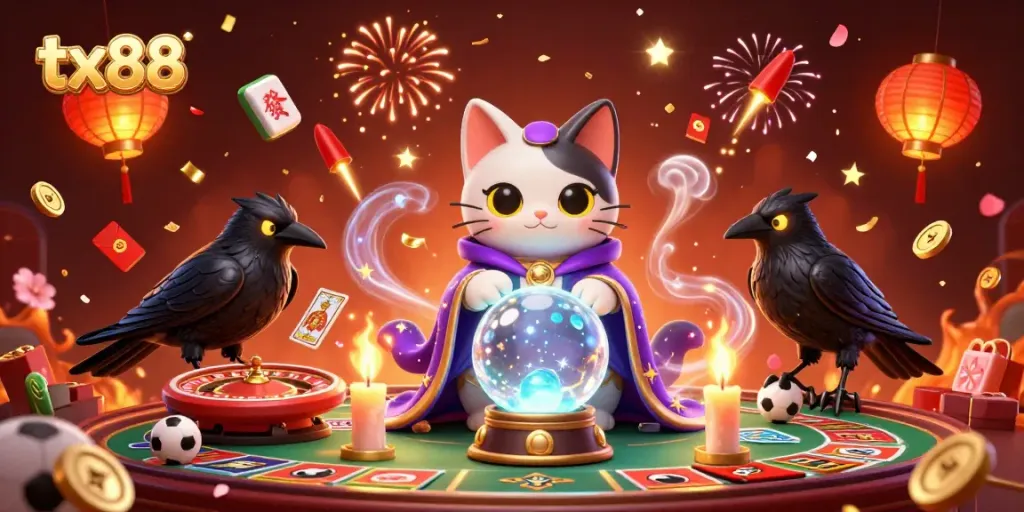 Experience the thrill of sports betting with tx88's captivating promotion featuring mystical characters and vibrant celebrations.