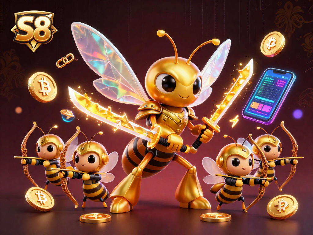 S8 showcases exhilarating gameplay elements in a vibrant 3D illustration featuring unique characters and dynamic casino icons.