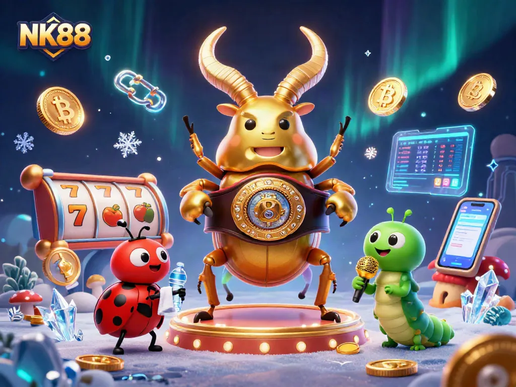 Engage with NK88 in a thrilling gamble with vibrant character showdown and slot reels.