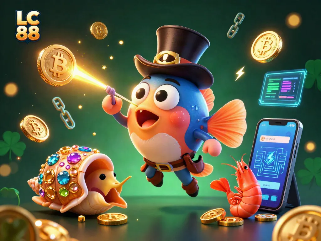 Engage with LC 88 as glowing coins attract attention in a vibrant underwater casino scene.
