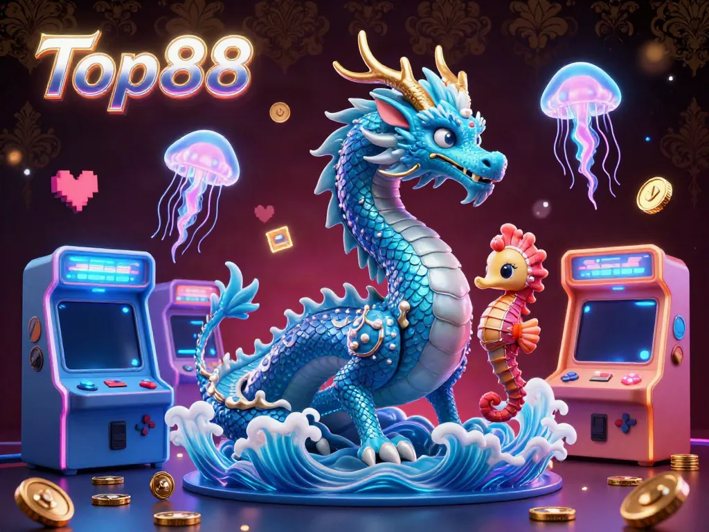 Engage in the thrilling adventures of Top88 with vibrant casino-themed characters and arcade elements.