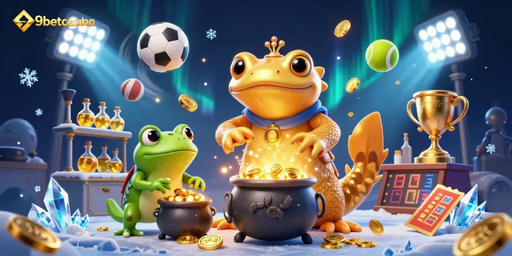 Experience the thrilling action at 9betcasino with sports-themed elements and golden rewards.
