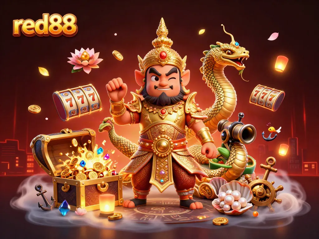 Experience red88's thrilling slot adventure with vibrant characters, treasures, and interactive elements.