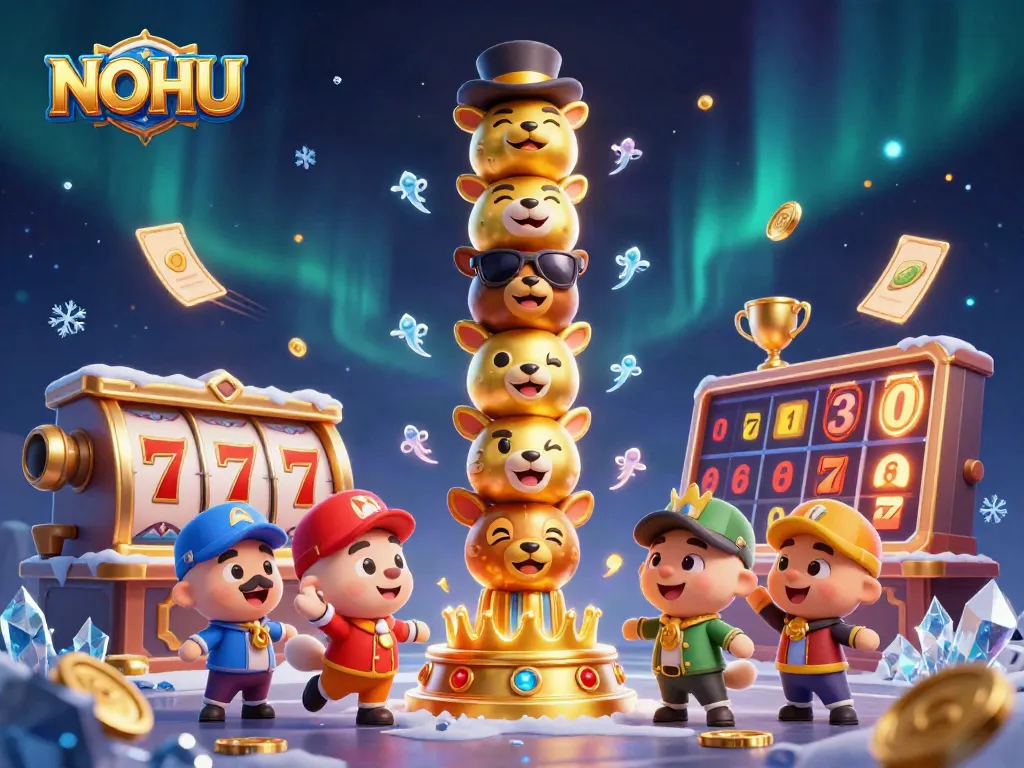 Play exciting slot games at NOHU with vibrant jackpot visuals and dynamic casino elements.