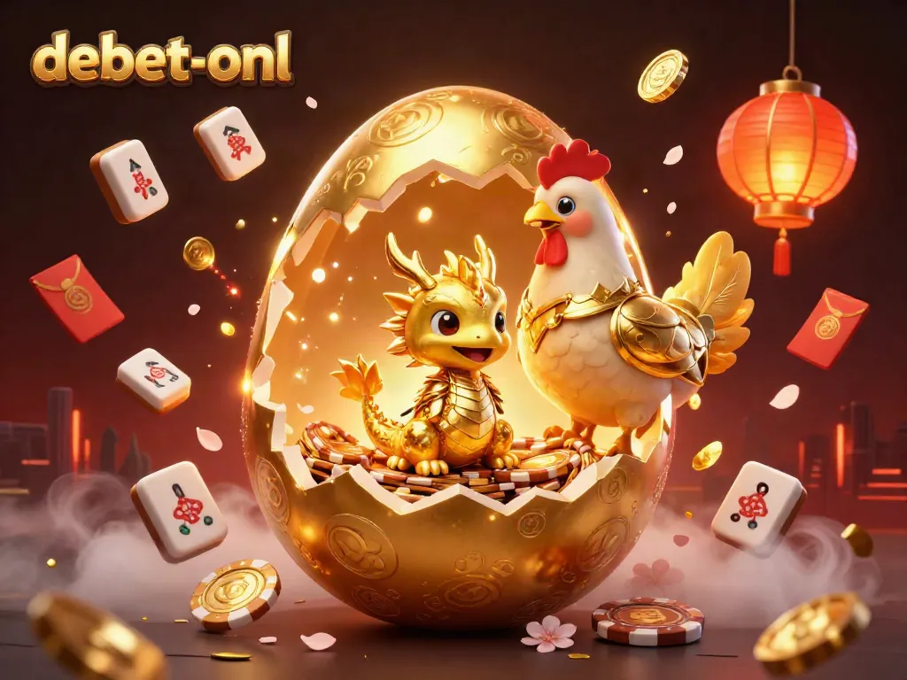 Engage in exciting gameplay at debet-onl, featuring golden dragon and poker chips in a lively 3D casino scene.