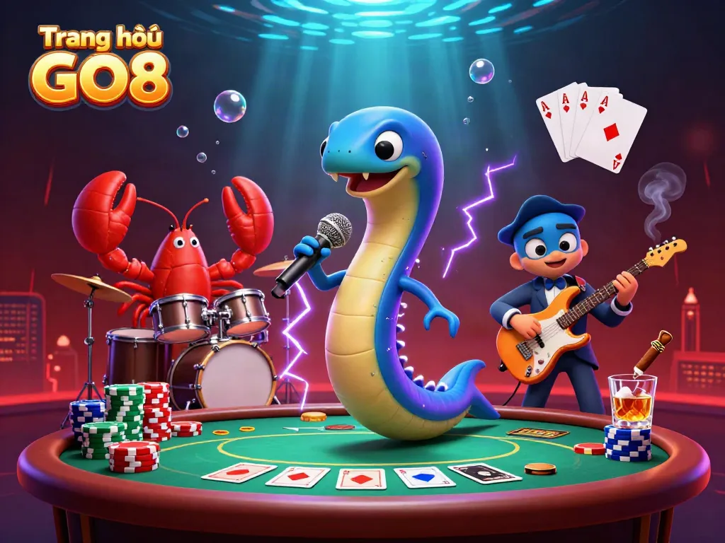 Explore the vibrant underwater casino scene, featuring Trang chủ GO8 with lively characters immersed in thrilling gambling action.
