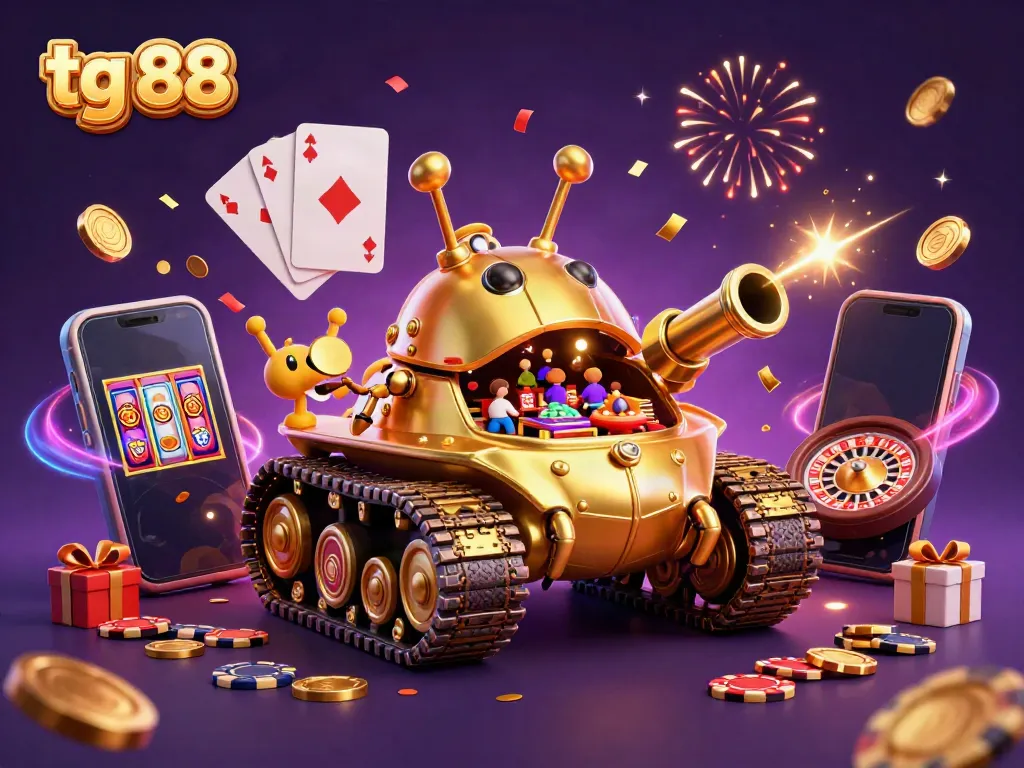 Experience winning opportunities at tg 88 with vibrant casino-themed 3D illustration.