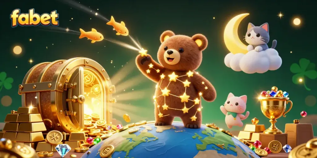 Experience fabet’s thrilling casino atmosphere with vibrant characters and sparkling treasures.