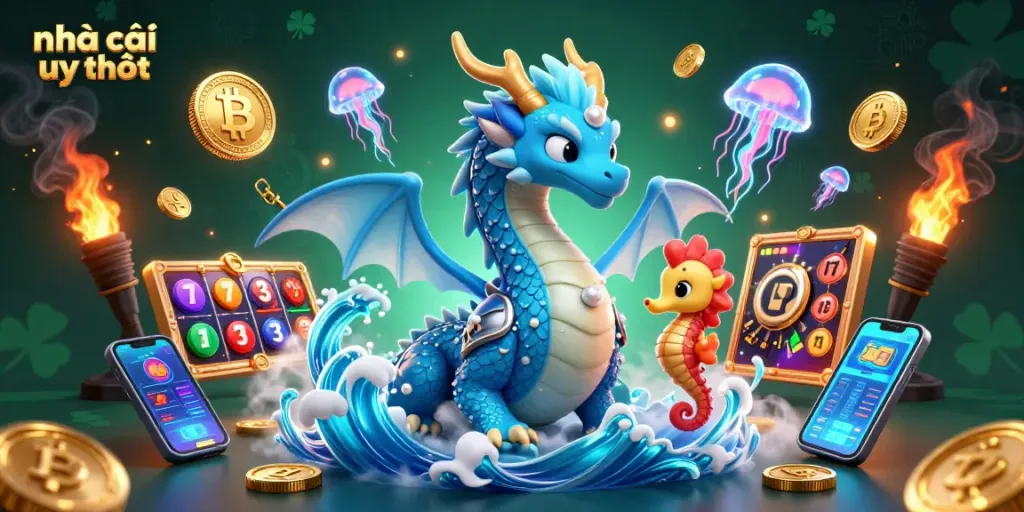 Engage with nhà cái uy tín in this vibrant, richly detailed 3D casino scene.