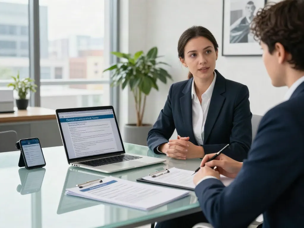 Consultation at https://edmonton.paydayloans-on.ca for payday loan options with a client in a modern office setting.