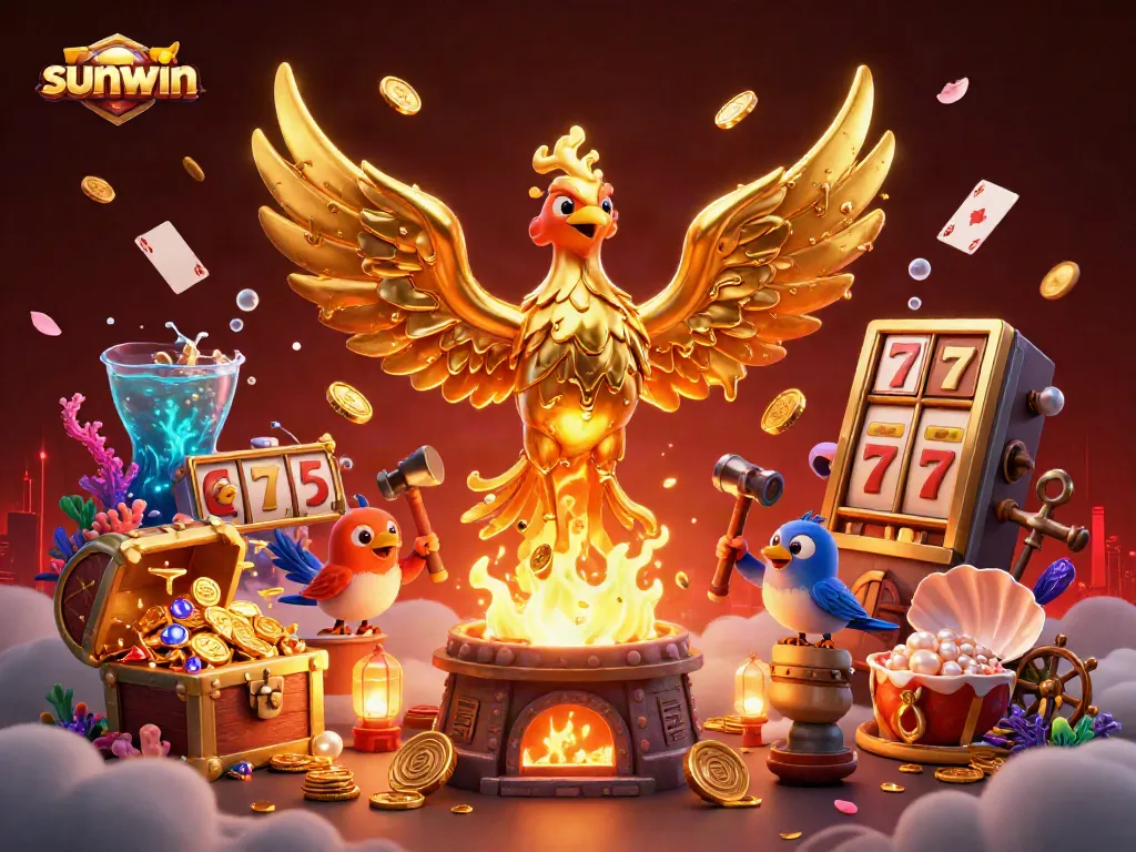 Experience thrill with sunwin's molten gold phoenix in a vibrant casino adventure.
