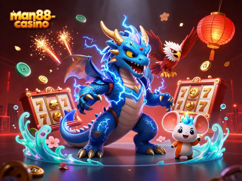 Experience exciting wins at man88-casino with dynamic 3D visuals of slot reels and jackpot elements.