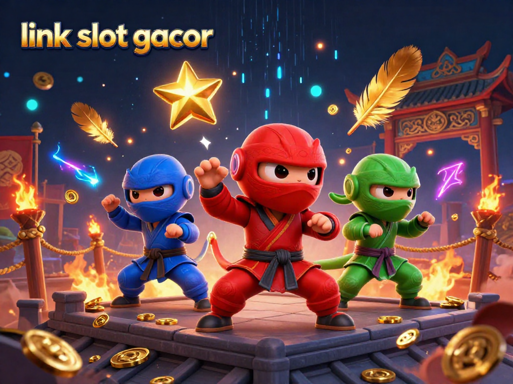 Experience exhilarating actions at link slot gacor with chameleon ninjas performing martial arts moves surrounded by casino elements.